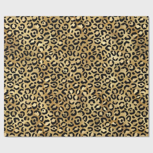 Leopard Print Muster in Gold und Schwarz Geschenkpapier (Flach)