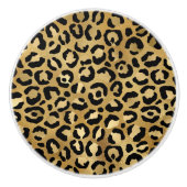 Leopard Print Muster in Gold und Schwarz Keramikknauf (Vorderseite)