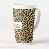 Leopard Print Muster in Gold und Schwarz Milchtasse (Rechte Ecke)