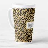 Leopard Print Muster in Gold und Schwarz Milchtasse (Linke Ecke)