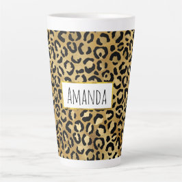 Leopard Print Muster in Gold und Schwarz Milchtasse