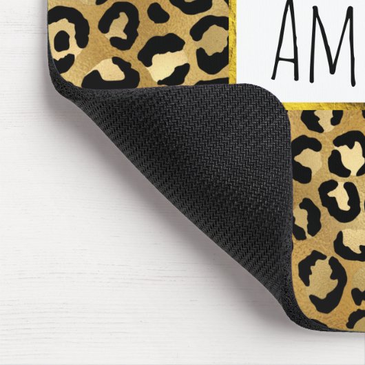 Leopard Print Muster in Gold und Schwarz Mousepad (Ecke)