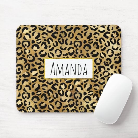Leopard Print Muster in Gold und Schwarz Mousepad (Mit Mouse)