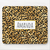 Leopard Print Muster in Gold und Schwarz Mousepad (Vorne)