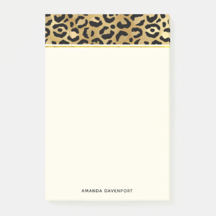 Leopard Print Muster in Gold und Schwarz Post-it Klebezettel