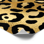 Leopard Print Muster in Gold und Schwarz Poster (Ecke)