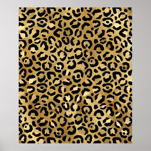 Leopard Print Muster in Gold und Schwarz Poster (Vorne)