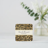Leopard Print Muster in Gold und Schwarz Quadratische Visitenkarte (Stehend Vorderseite)