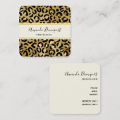 Leopard Print Muster in Gold und Schwarz Quadratische Visitenkarte (Vorne/Hinten)
