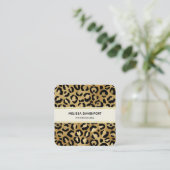 Leopard Print Muster in Gold und Schwarz Quadratische Visitenkarte (Stehend Vorderseite)
