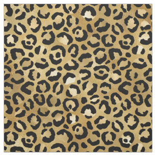 Leopard Print Muster in Gold und Schwarz Stoff