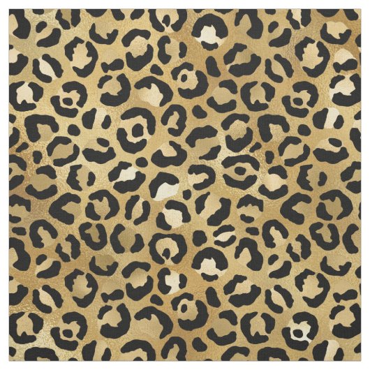 Leopard Print Muster in Gold und Schwarz Stoff (Muster)