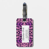 Leopard Print Muster Lila Elegant Personalisiert Gepäckanhänger (Rückseite vertikal)