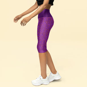 Leopard Print Muster Lila Orange Frauen Capri Leggings