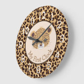 Leopard Print My First Große Wanduhr (Winkel)