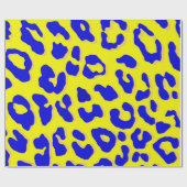Leopard Print Navy Yellow Geschenkpapier (Flach)
