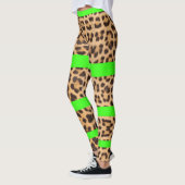 Leopard Print Neon Green Strip Leggings (Links)