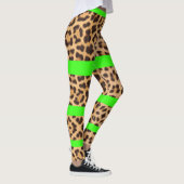 Leopard Print Neon Green Strip Leggings (Rechts)