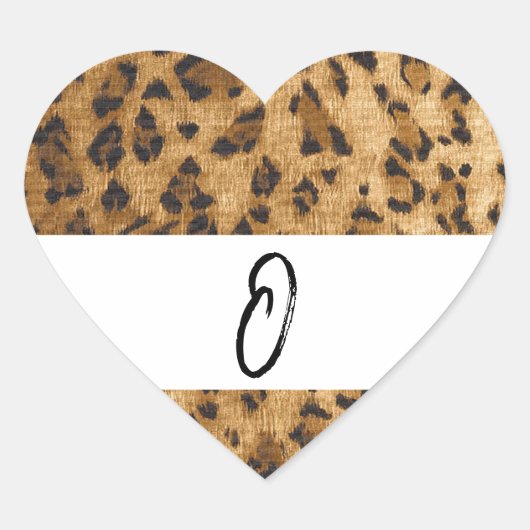 Leopard Print O Monogram Initials Merchandise Herz-Aufkleber (Vorderseite)