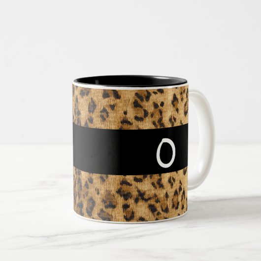 Leopard Print O Monogramm Initialen Coffee Tasse C (VorderseiteRechts)