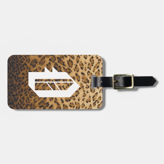 Leopard Print O Monogramm Initialen Gepäckanhänger (Vorderseite horizontal)