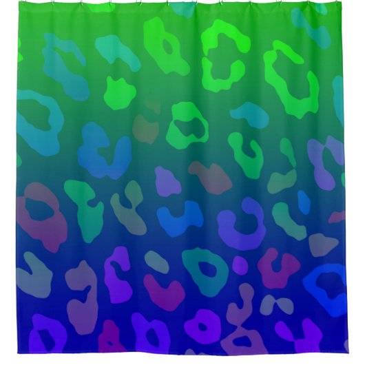 Leopard Print Ombre Blues Duschvorhang (Vorderseite)