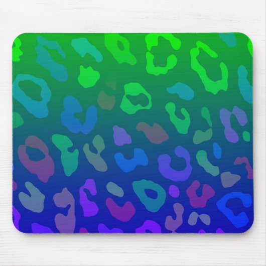 Leopard Print Ombre Blues Mousepad (Vorne)