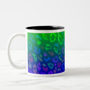 Leopard Print Ombre Blues Zweifarbige Tasse