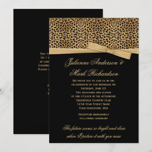 Leopard Print on Black Wedding Einladung