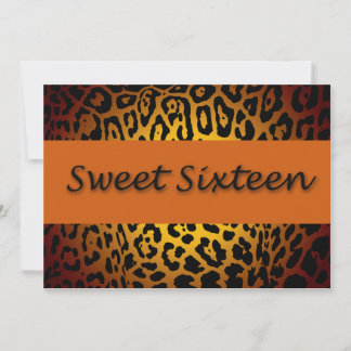 Leopard Print, Orange & Black 16 . Geburtstag Einladung