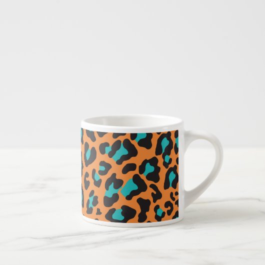 Leopard Print Orange, Black, Aqua Espressotasse (Rechts)