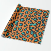 Leopard Print Orange, Black, Aqua Geschenkpapier (Ungerollt)