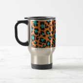 Leopard Print Orange, Black, Aqua Reisebecher (Links)