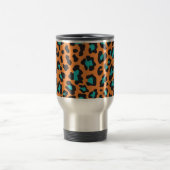 Leopard Print Orange, Black, Aqua Reisebecher (Mittel)