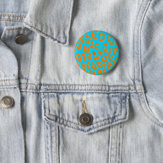 Leopard Print Orange Blue Button (Beispiel)