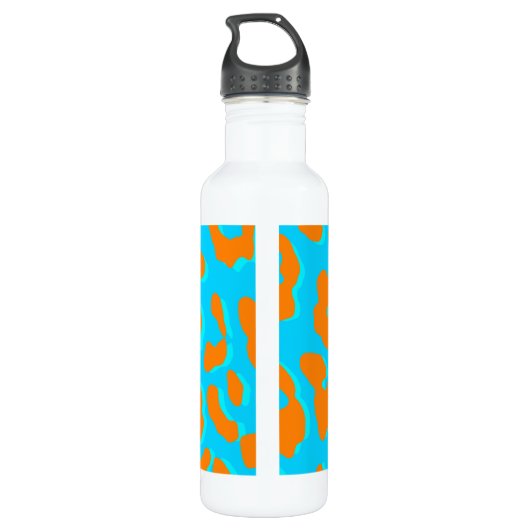 Leopard Print Orange Blue Edelstahlflasche (Rückseite)