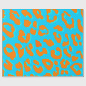 Leopard Print Orange Blue Geschenkpapier (Flach)