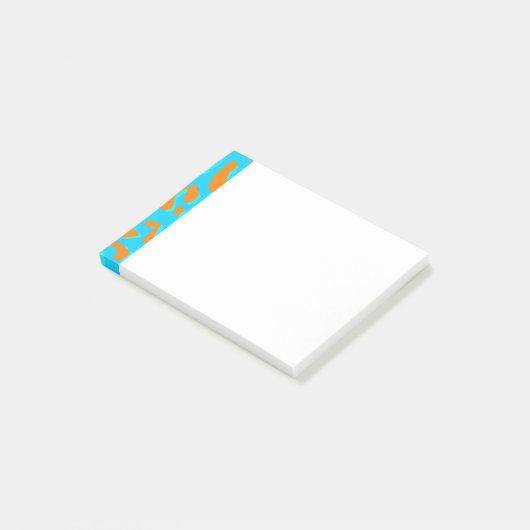 Leopard Print Orange Blue Post-it Klebezettel (angewinkelt)