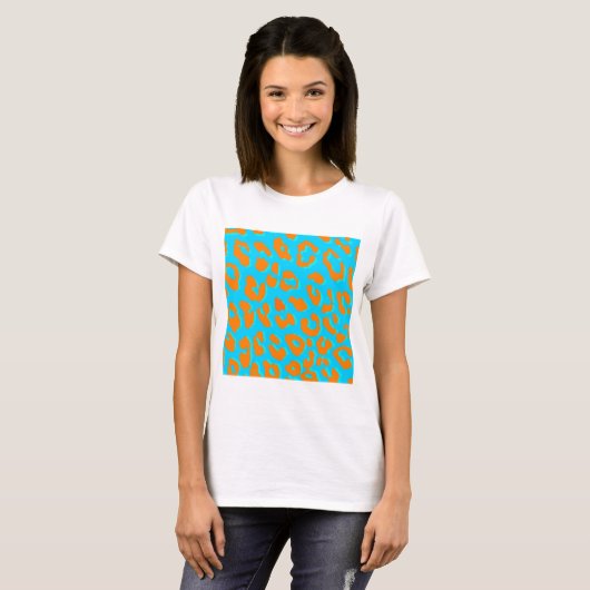 Leopard Print Orange Blue T-Shirt (Vorne ganz)