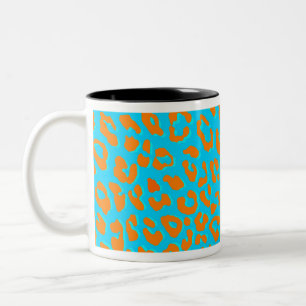 Leopard Print Orange Blue Zweifarbige Tasse