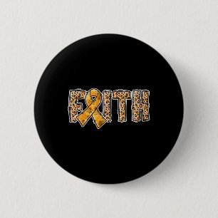 Leopard Print Orange Ribbon Faith Crps Bewusstsein Button