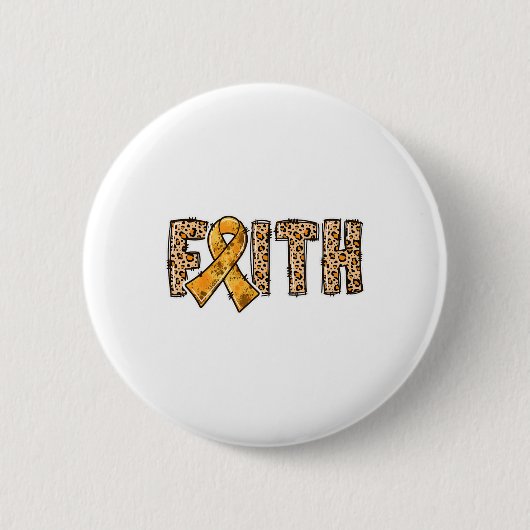 Leopard Print Orange Ribbon Faith Crps Bewusstsein Button (Vorderseite)