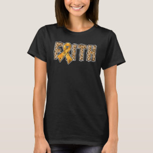 Leopard Print Orange Ribbon Faith Leukemia Awarene T-Shirt