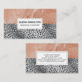 Leopard Print | orangefarbener Marmorblock Visitenkarte (Vorne/Hinten)