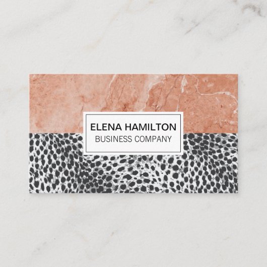 Leopard Print | orangefarbener Marmorblock Visitenkarte (Vorderseite)