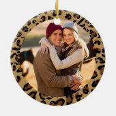 Leopard Print Our First Christmas Custom Foto Keramik Ornament (Hinten)