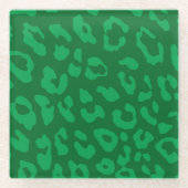 Leopard Print Pale Grüntöne Glasuntersetzer (Vorderseite)