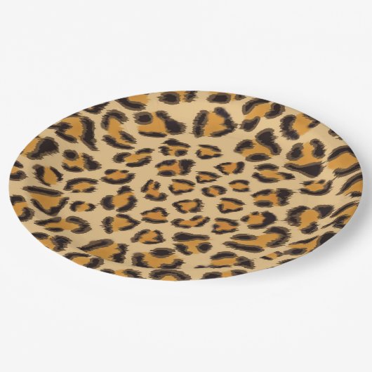 Leopard Print Pappteller (Schrägansicht)