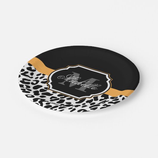Leopard Print Pappteller (Schrägansicht)
