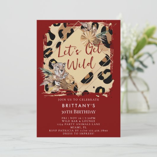 Leopard Print Party Animal Wild Jungle Birthday Einladung (Stehend Vorderseite)